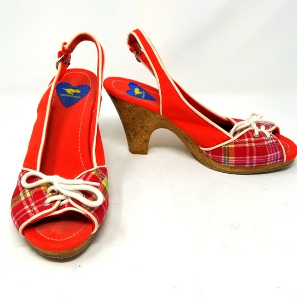Rocket Dog Orange Red Sling Back Heels 9 - Picture 1 of 9